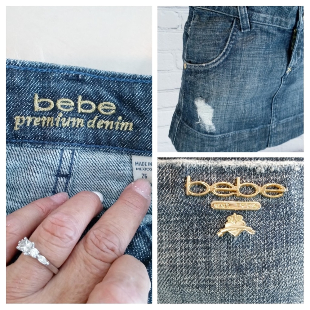 BEBE PREMIUM DENIM MINI SKIRT S974